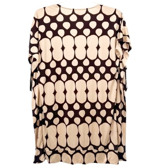 Diane Von Furstenberg Tuvallu Mini Kimono Dress Retro Print Tan Brown Sz 6 - Picture 2 of 9